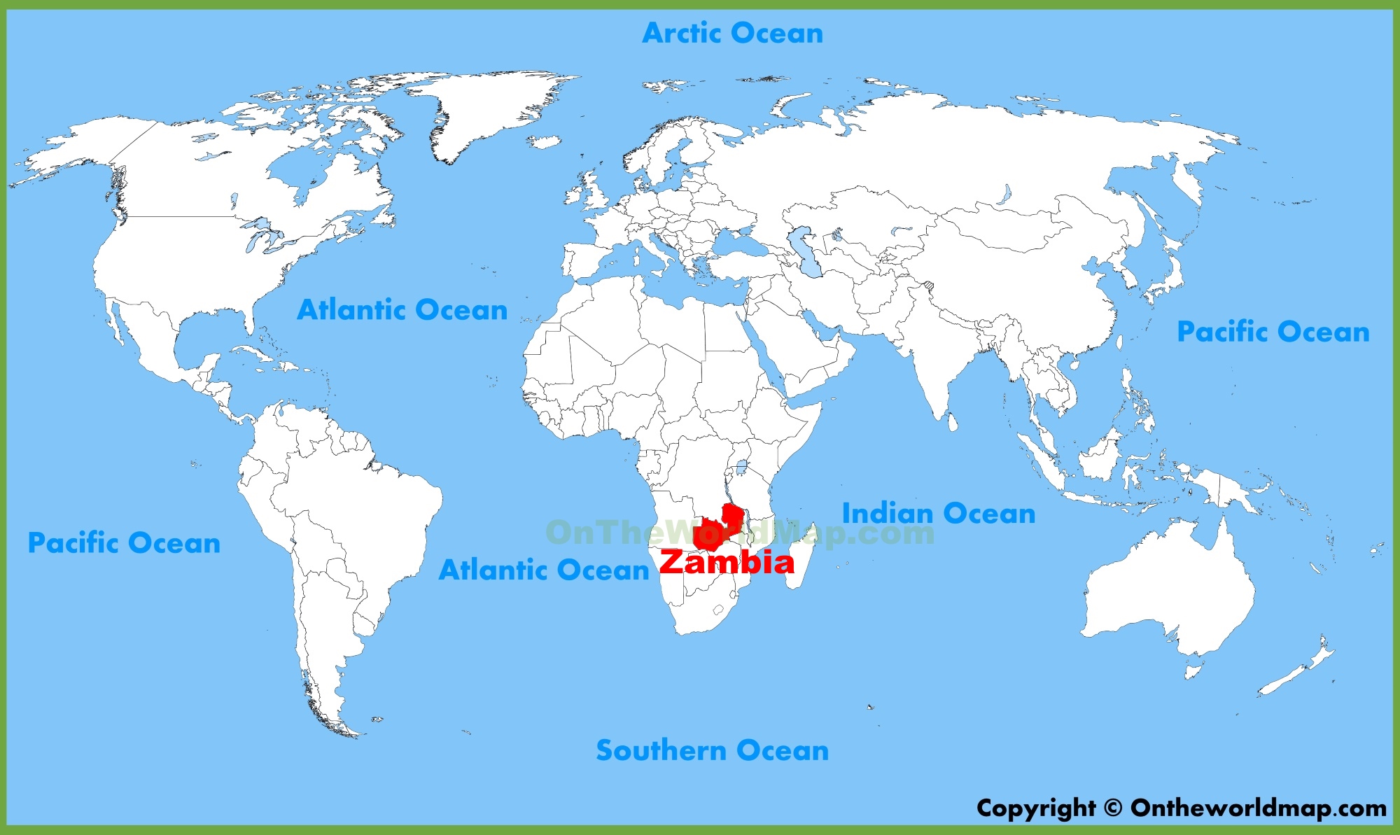 Zambia Location On The World Map Zambia Location Map 