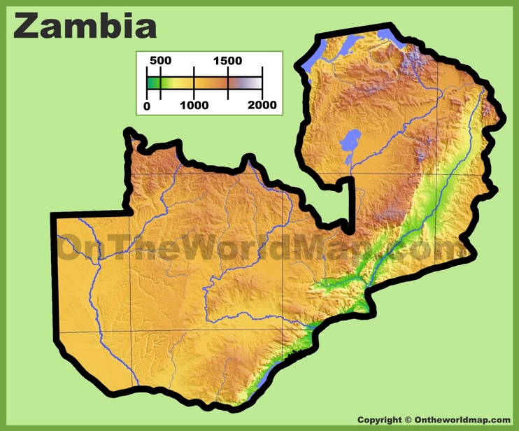Zambia Physical Map Com Zambia Physical Map Max 