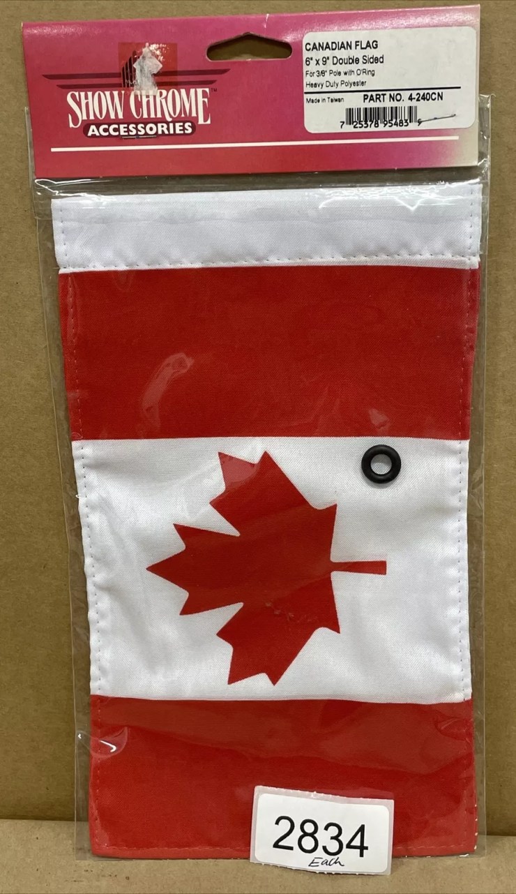 SHOW CHROME 4-240CN CANADIAN Flag 6”x9” Double Sided 3/8” O-ring Polyester