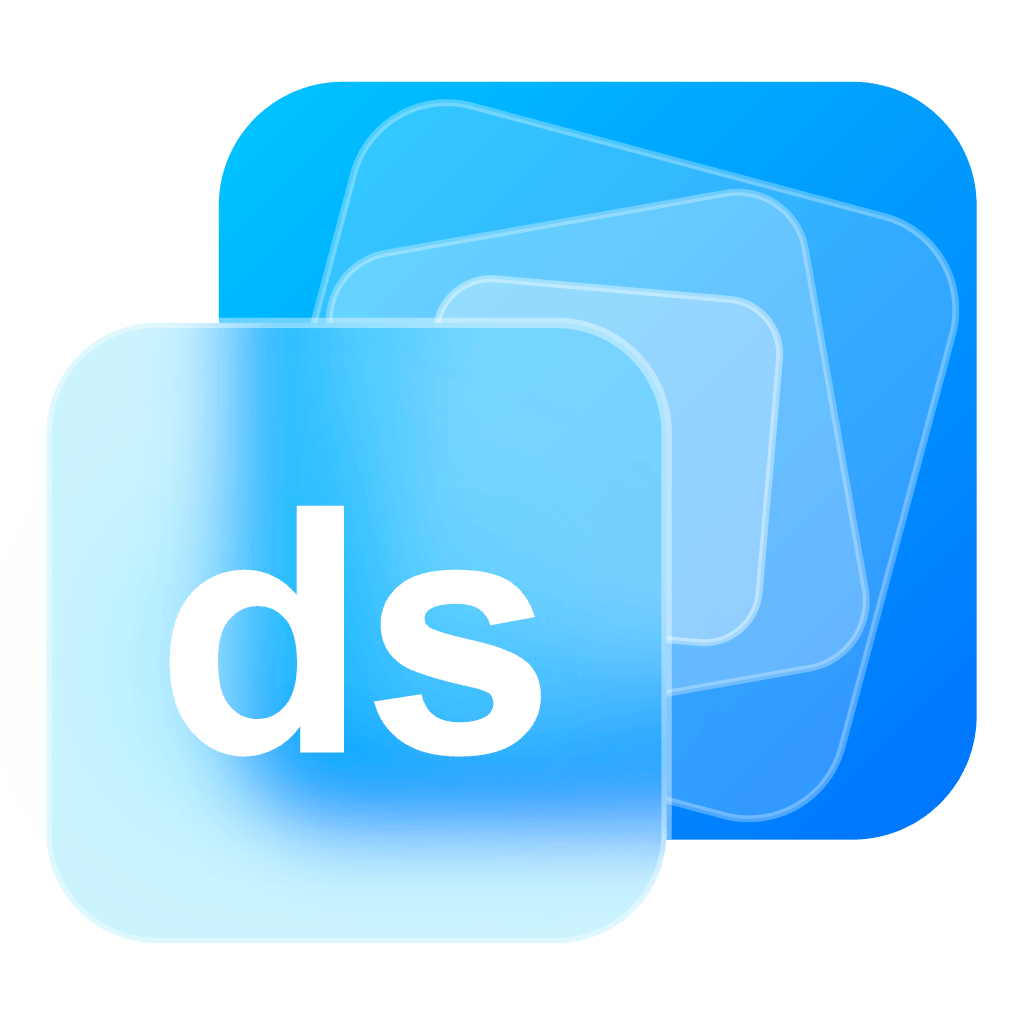 The DocStack mark: four stacked, translucent document cards.