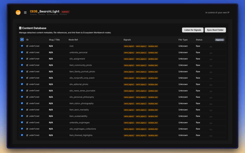 Main window of COES_SearchLight - Protect Creative IP | AEO/SEO tool for Artist, Content-Creators and Media-professionals