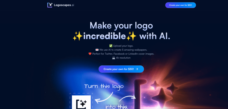 Logoscapes screenshot of homepage