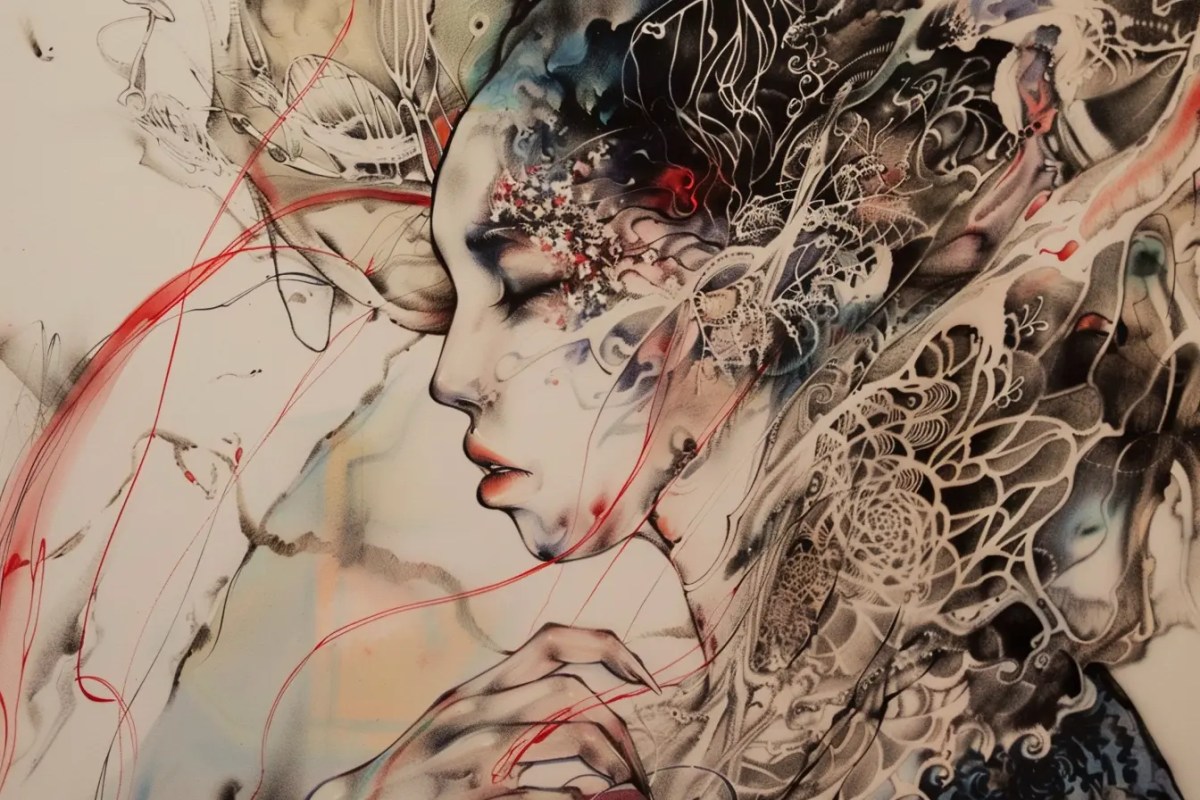 Amano dark fantasy inspired art created in Midjourney