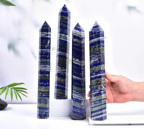 Lapis Lazuli Obelisk Large Healing Crystal Stone Wand Tower 6 Faceted Column Blue Reiki Chakra Meditation Therapy 1.7-2.2 LBS : Health & Household