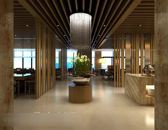 Restaurant Wooden Ceiling Interior 3d Model Max Vray Open3dmodel 321014