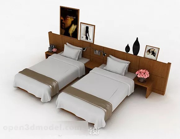 Wooden Simple Single Bed Combination Free 3d Model Max Open3dmodel 330287
