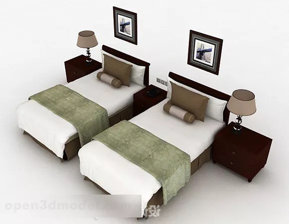 Wooden Twin Single Bed Combination Free 3d Model Max Open3dmodel 331645