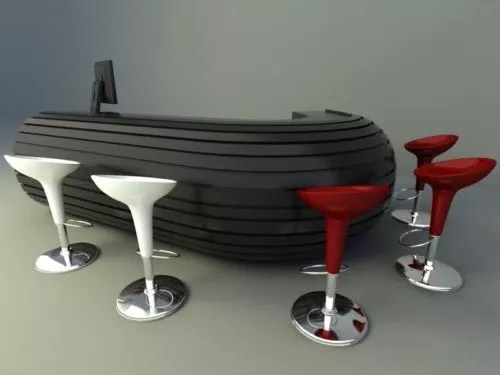Curved Bar Counter With Chair Free 3d Model 3ds C4d Max Obj Skp Open3dmodel 369960