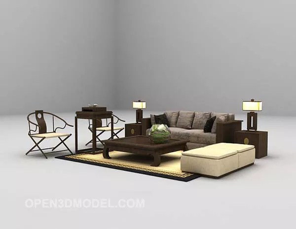Chinese Sofa Large With Wooden Chair Free 3d Model Max Open3dmodel 536679