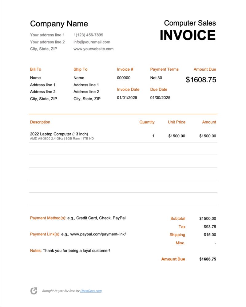 Computer Sales Invoice Pdf - Premium Landscape Background Gallery - HD