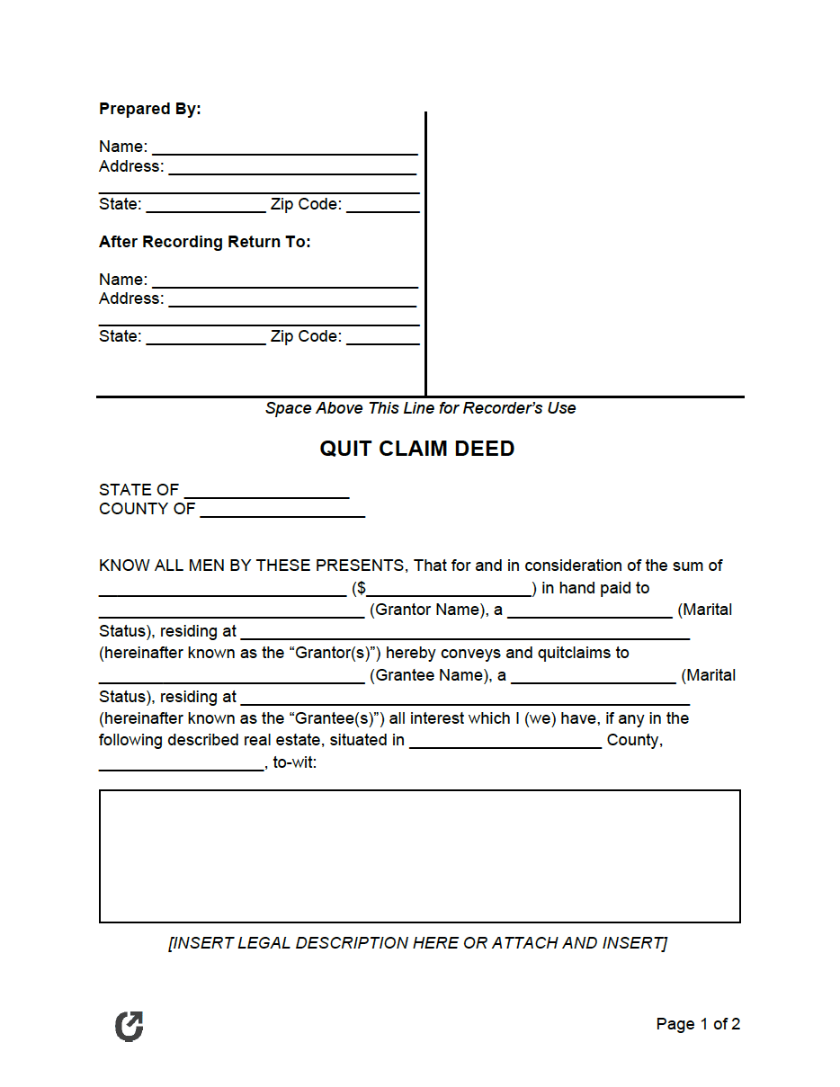 Free quit claim deed forms