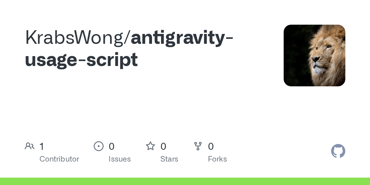 GitHub KrabsWong Antigravity Usage Script Antigravity Usage Script