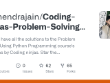 Github Itsjinendrajain Coding Ninjas Problem Solving Using Python