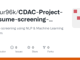 Github Mayur96k Cdac Project Resume Screening Using Nlp And Machine