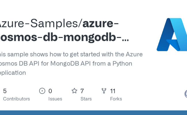 GitHub - Azure-Samples/azure-cosmos-db-mongodb-python-getting-started: This Sample Shows How To ...