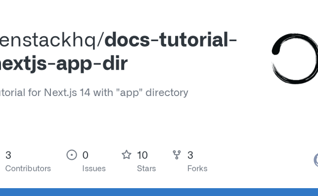 GitHub - Zenstackhq/docs-tutorial-nextjs-app-dir: Tutorial For Next.js 14 With 