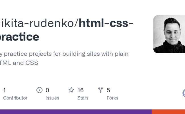 GitHub - Nikita-rudenko/html-css-practice: My Practice Projects For Building Sites With Plain ...