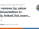 Remove By Value Implementation In Singly Linked List Exercise Py