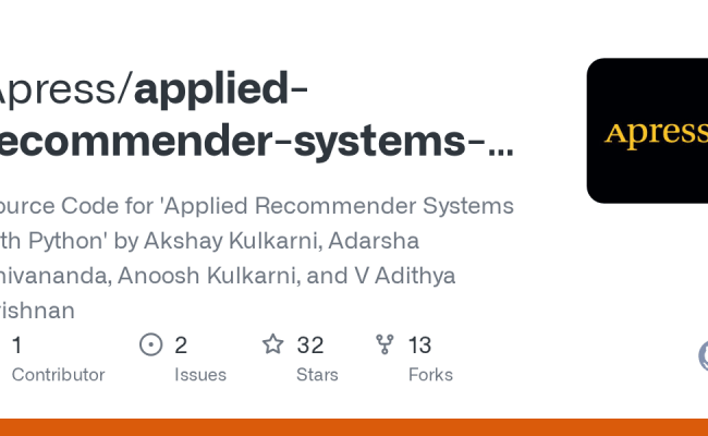 GitHub - Apress/applied-recommender-systems-python: Source Code For ...