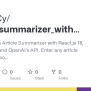 GitHub - SanketCy/Article_summarizer_with_OpenAi: 