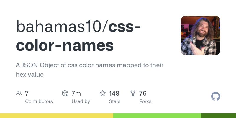 GitHub - bahamas10/css-color-names: A JSON Object of css color names ...