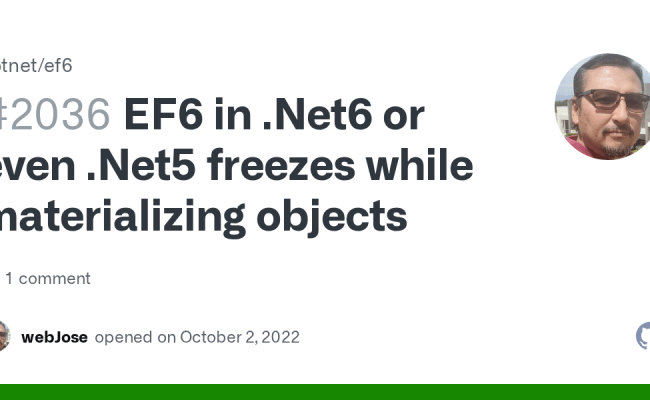 EF6 In .Net6 Or Even .Net5 Freezes While Materializing Objects · Issue ...