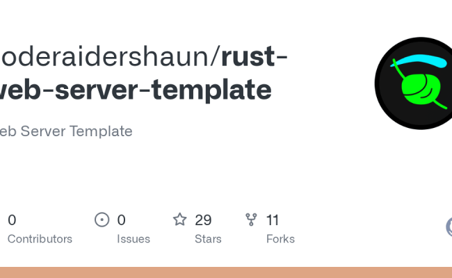 GitHub - Coderaidershaun/rust-web-server-template: Web Server Template
