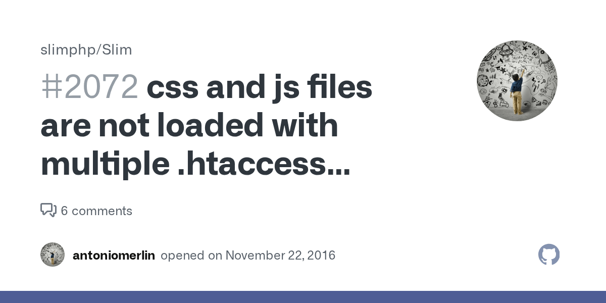 I do not use the htaccess file in site/assets/files/ anymore but have edited the htaccess file in pw root folder. Css And Js Files Are Not Loaded With Multiple Htaccess Slimframework Issue 2072 Slimphp Slim Github