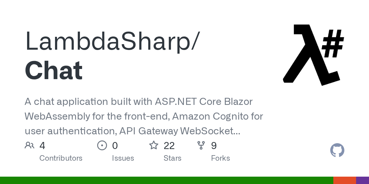Your account gets 5 active users per month for free (within . GitHub - LambdaSharp/Chat: A chat application built with