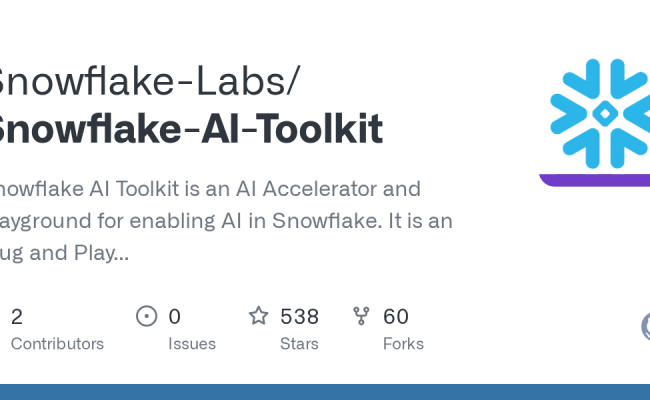 GitHub - Snowflake-Labs/Snowflake-AI-Toolkit: Snowflake AI Toolkit Is ...