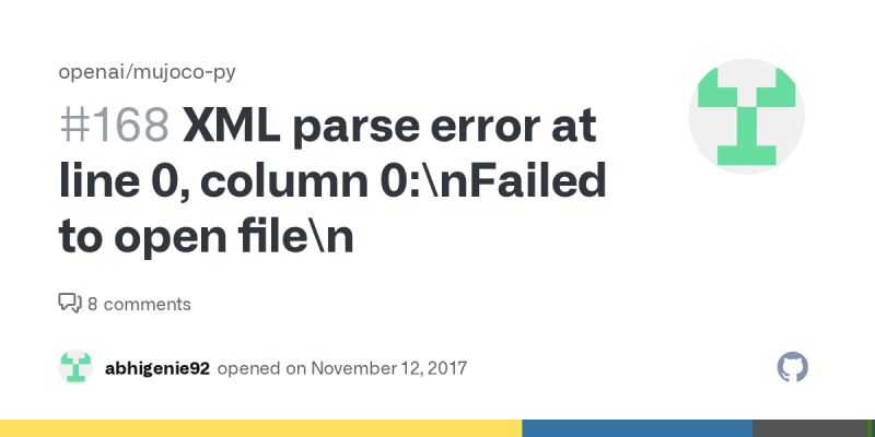 XML parse error at line 0, column 0:\nFailed to open file\n · Issue ...