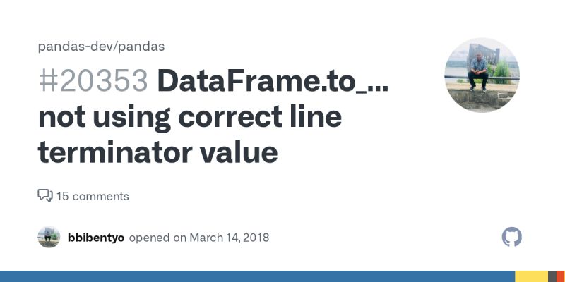 Dataframe To Csv Not Using Correct Line Terminator Value Issue 20353 Pandas Dev Pandas Github - Beautiful Light Illustration - Desktop