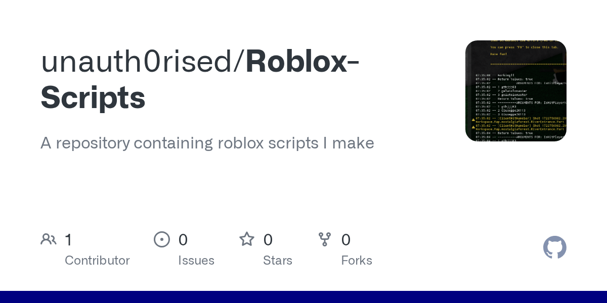 GitHub Roblox Scripts A Repository Containing Roblox Roblox Scripts