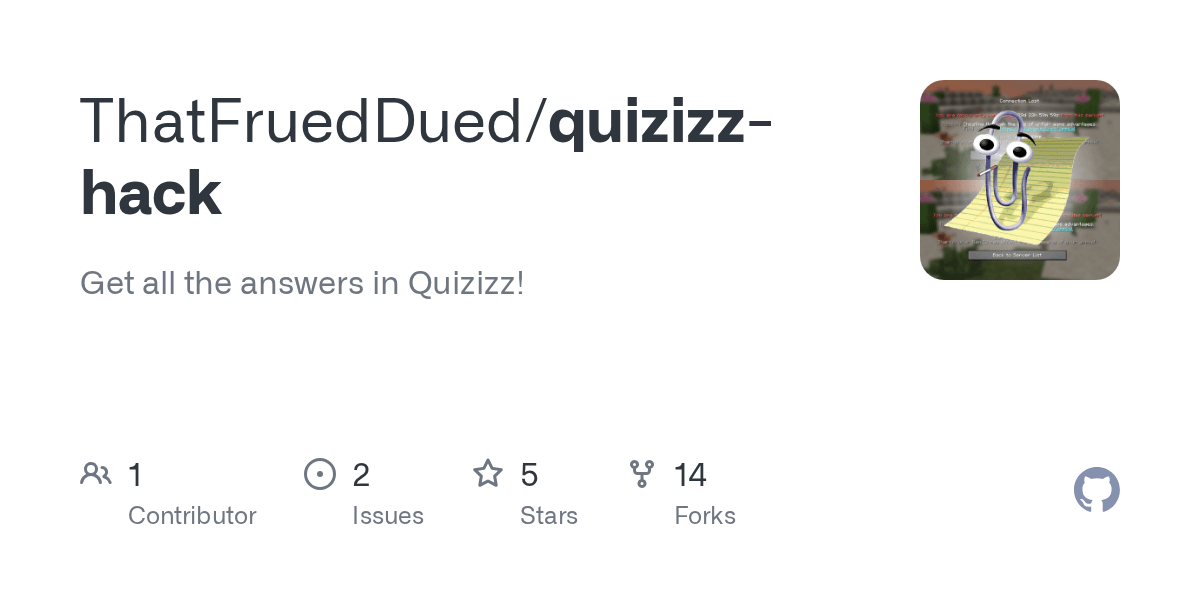 Maybe you would like to learn more about one of these? Github Thatfrueddued Quizizz Hack Get All The Answers In Quizizz