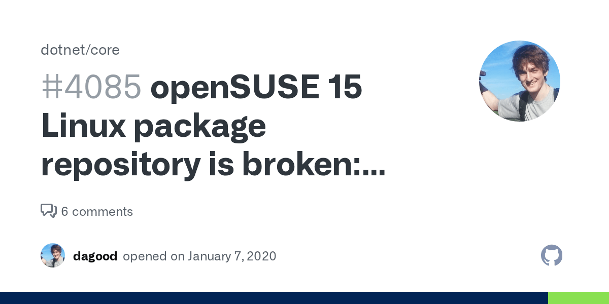 We think it was a caching problem with our hosting service. Opensuse 15 Linux Package Repository Is Broken Signature Verification Failed For File Repomd Xml Issue 4085 Dotnet Core Github