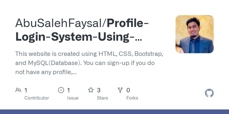 Db Configuration Issue 1 Abusalehfaysal Profile Login System Using Html Css Php And Mysql - Best Vintage Arts in High Resolution