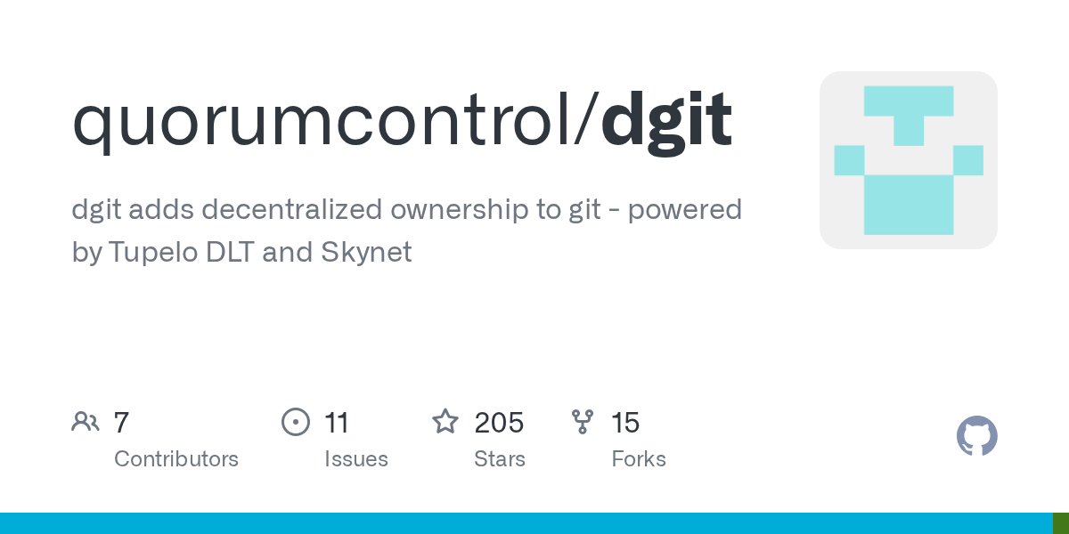 GitHub - quorumcontrol/dgit: dgit adds decentralized ownership to git -  powered by Tupelo DLT and Skynet