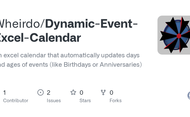 GitHub - Wheirdo/Dynamic-Event-Excel-Calendar: An Excel Calendar That ...