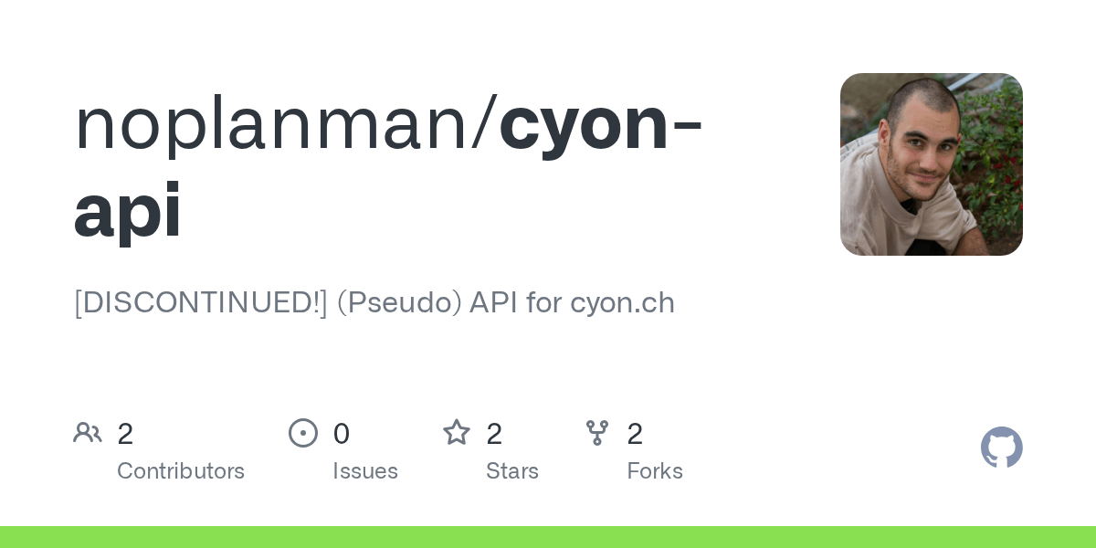 GitHub - noplanman/cyon-api: [DISCONTINUED!] (Pseudo) API for cyon.ch