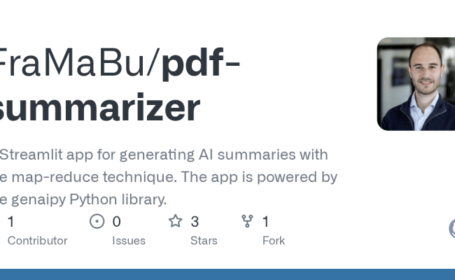 GitHub - FraMaBu/pdf-summarizer: A Streamlit App For Generating AI ...