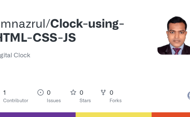 GitHub - Kmnazrul/Clock-using-HTML-CSS-JS: Digital Clock