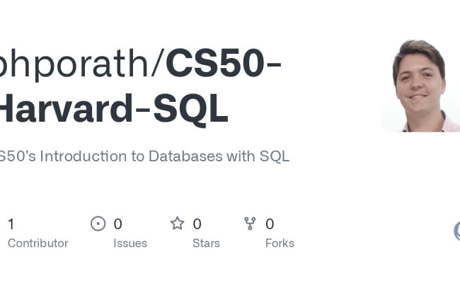 GitHub - Phporath/CS50-Harvard-SQL: CS50’s Introduction To Databases ...