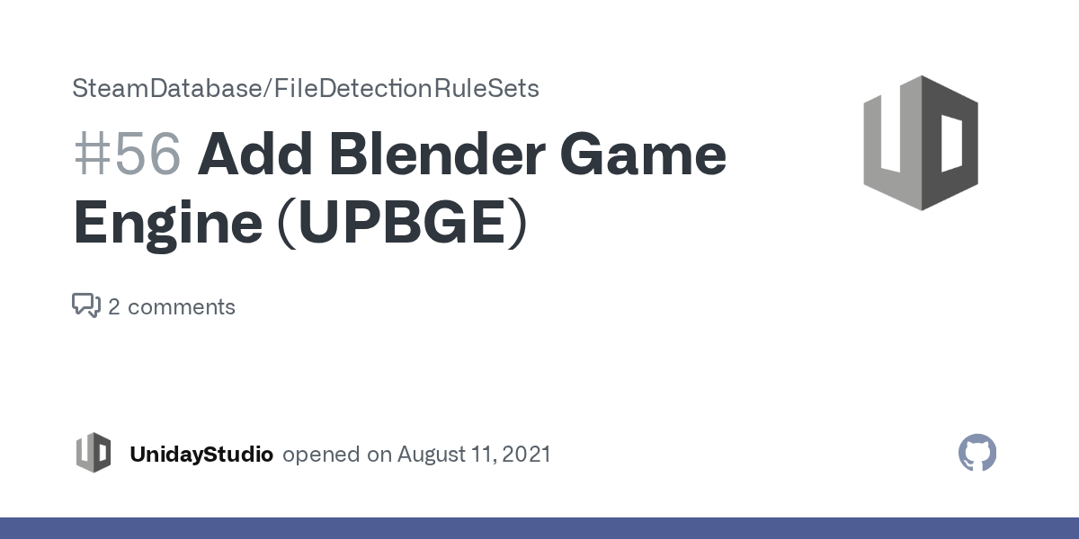 Game engine · finished games completed projects using the blender game engine game engine resources post tutorials, articles, and resources useful to other . Add Blender Game Engine Upbge Issue 56 Steamdatabase Filedetectionrulesets Github