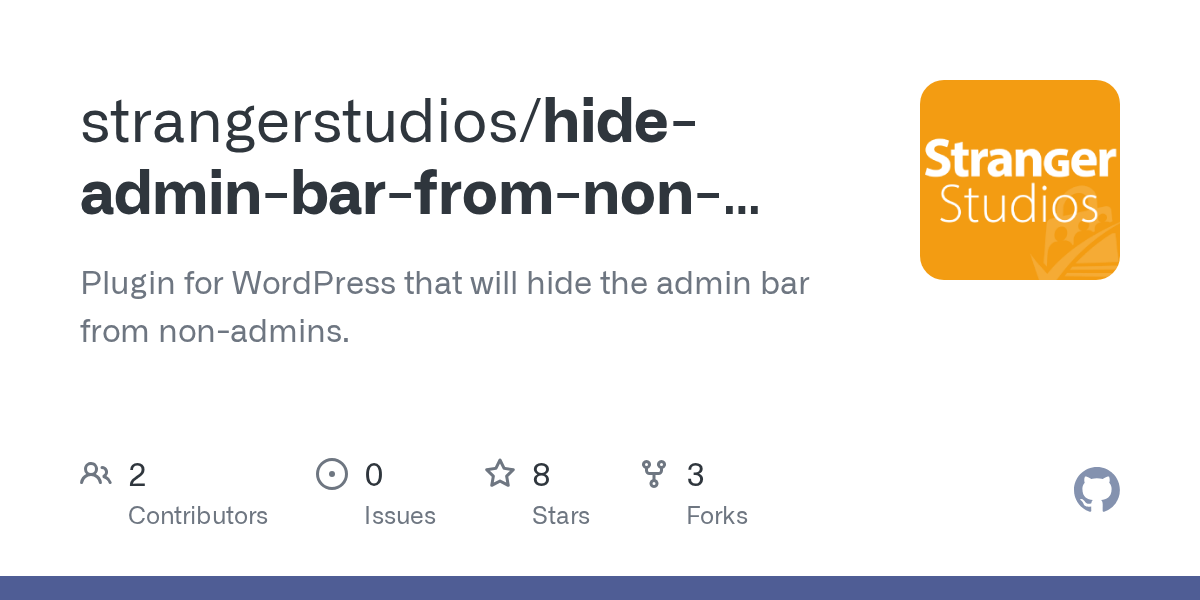When activated only administrators will see the admin bar. Github Strangerstudios Hide Admin Bar From Non Admins Plugin For Wordpress That Will Hide The Admin Bar From Non Admins