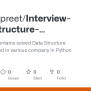 GitHub - Mehak-preet/Interview-Data-Structure-Questions-in-Python: This Module Contains Solved ...