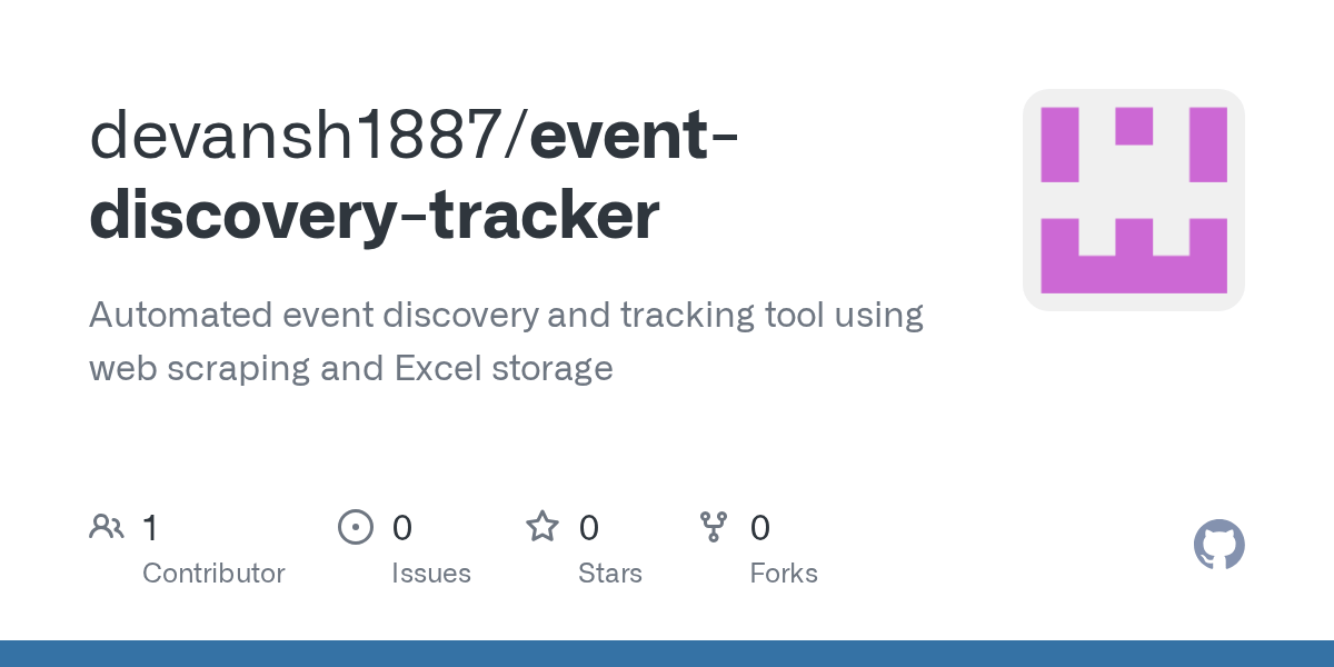 GitHub Devansh1887 Event Discovery Tracker Automated Event Discovery Event Discovery Tracker