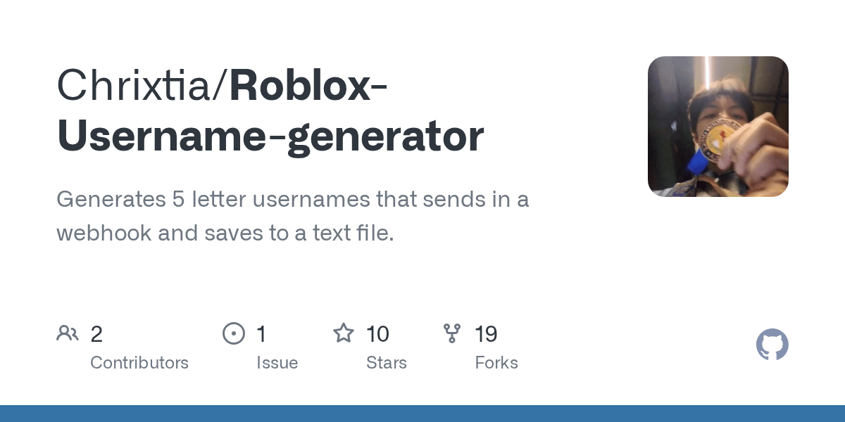 GitHub Dhirk07 Roblox Username Generator Generates 5 Letter Roblox Username Generator