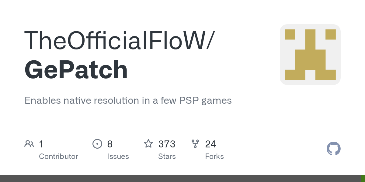 GitHub - TheOfficialFloW/GePatch: Enables native resolution in a few PSP  games