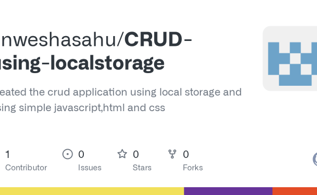 GitHub - Anweshasahu/CRUD-using-localstorage: Created The Crud ...