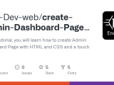 Github End Dev Web Create Admin Dashboard Page With Html And Css And